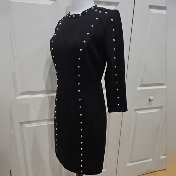 Michael Kors Black & Silver Studded Sheath 3/4 Sleeve Dress 4 Small - Picture 3 of 8
